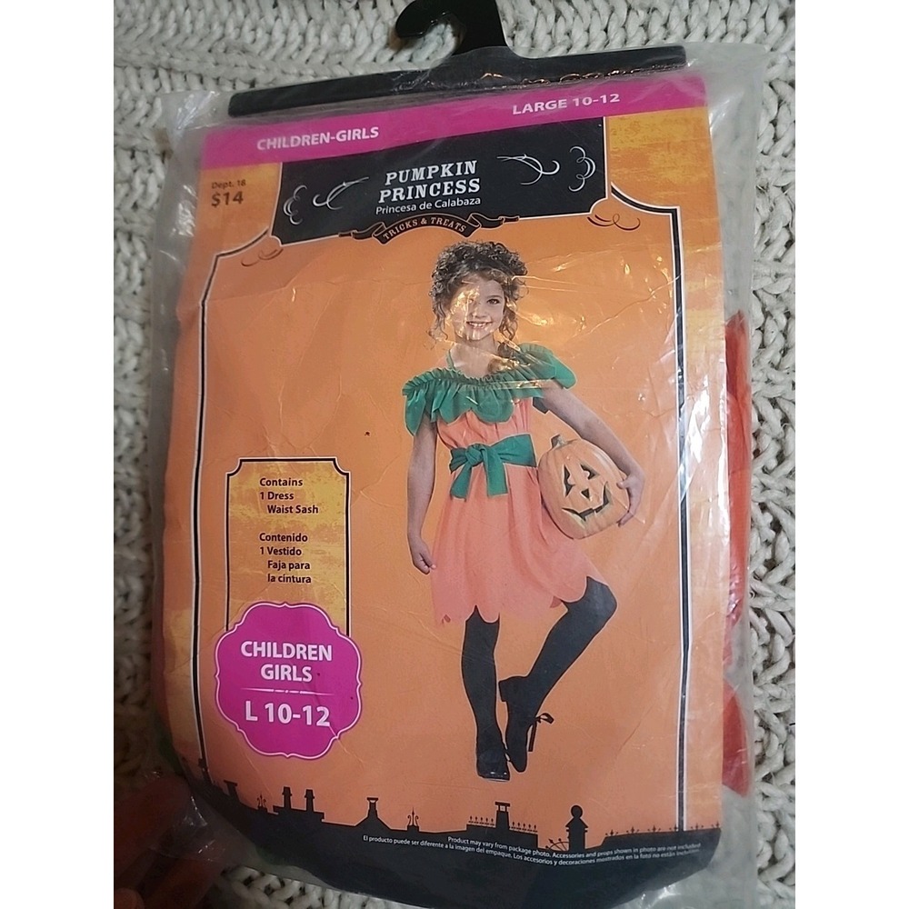 NEW Girl Halloween costume ~ children Pumpkin Princess dress LARGE 10-12